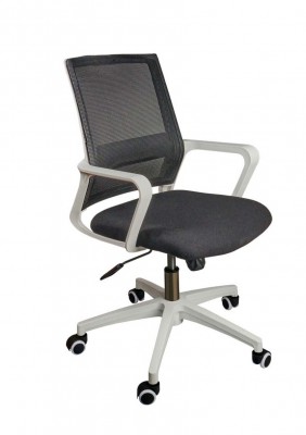 Кресло офисное Бит LB/белый пластик/черная сетка/черная ткань