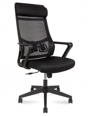Кресло офисное Tender/черный пластик/черная сетка/черная ткань