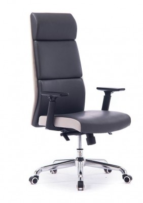 Кресло офисное Лондон/темно серая+светло серая (вставки) экокожа